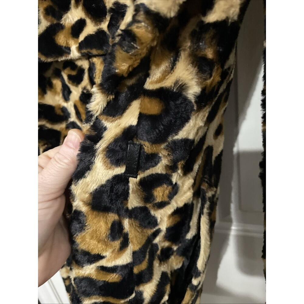 Scotch & Soda Leopard Print Faux Fur Trench Coat - Tan, Black - Picture 11 of 12